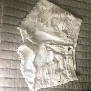 White denim shorts
